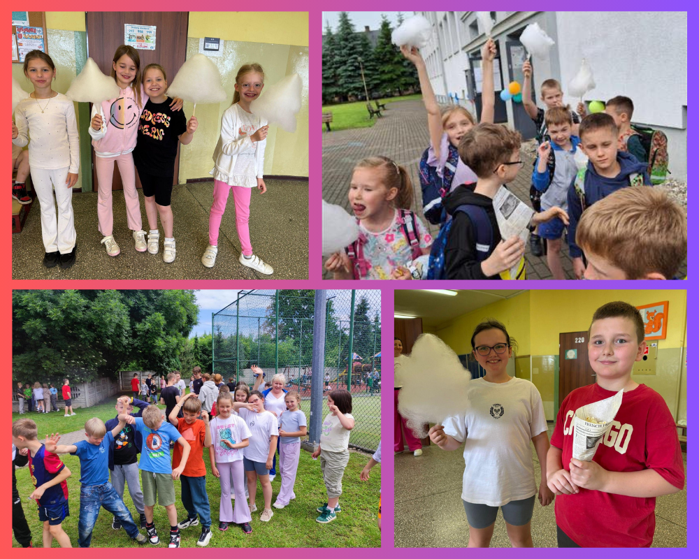 Kolaż zdjęć ukazujący dzień dziecka w SP3.