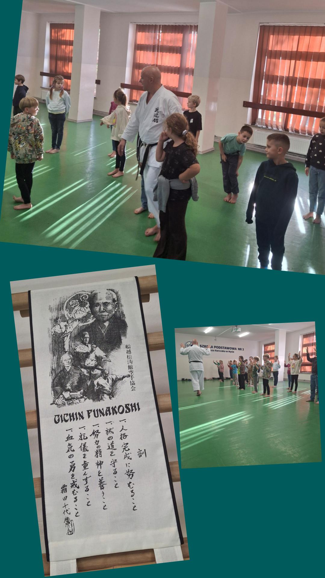 Kolaż zdjęć przedstawiający uczniów podczas lekcji w ramach programu Mały Mistrz.