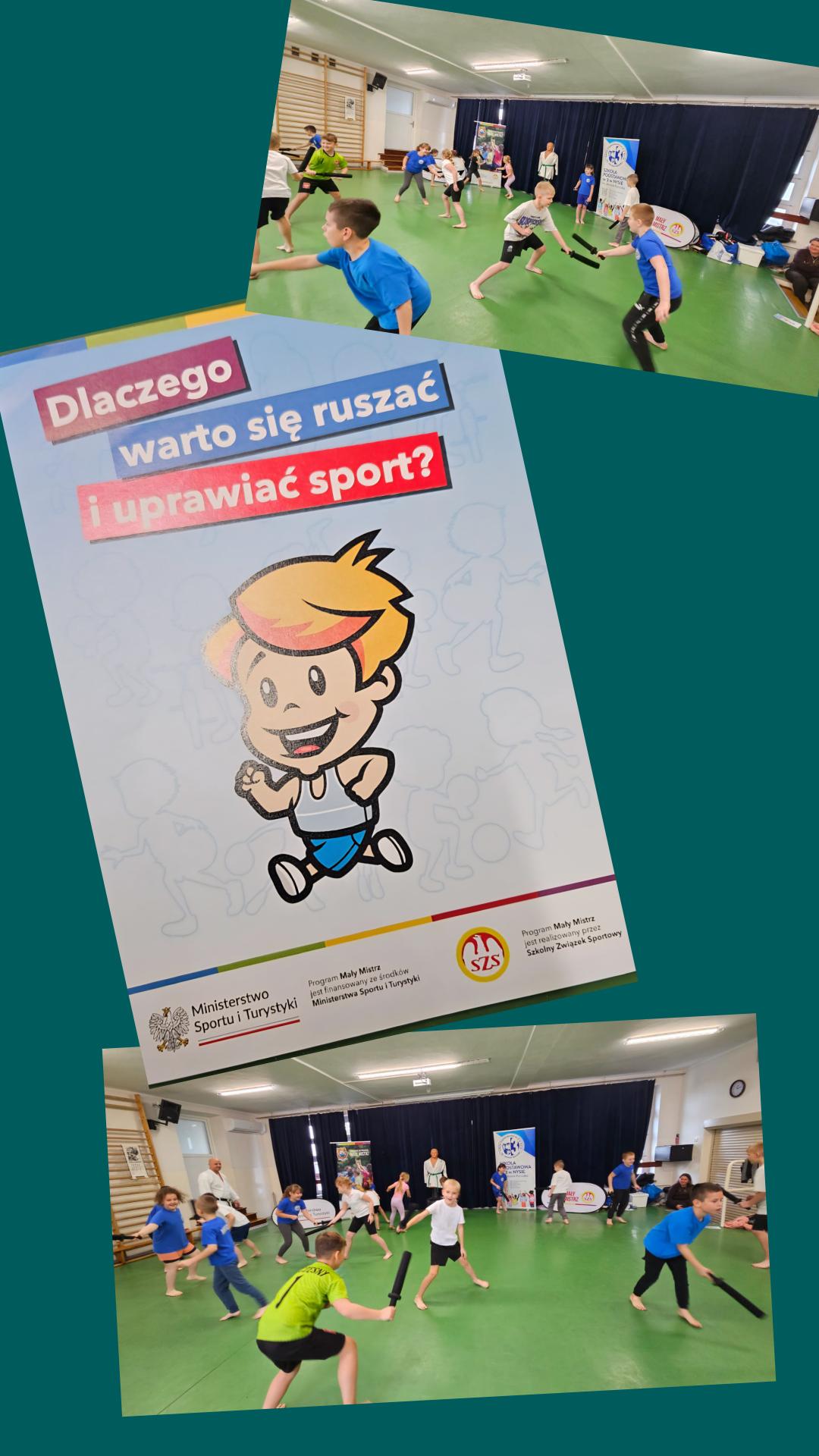 Kolaż zdjęć przedstawiający uczniów podczas lekcji w ramach programu Mały Mistrz.