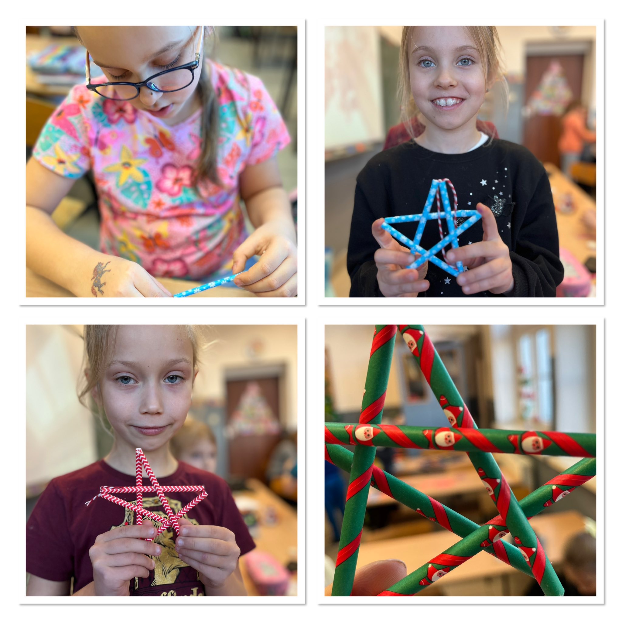 Kolaż zdjęć przedstawiający społeczność SP3 Nysa zaangażowaną w Szlachetną Paczkę.