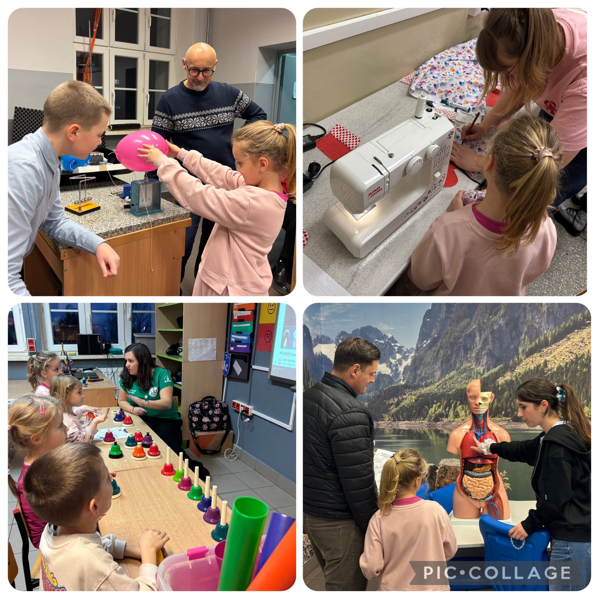 Kolaż zdjęć przedstawiający Dzień Otwartych Drzwi w naszej szkole.