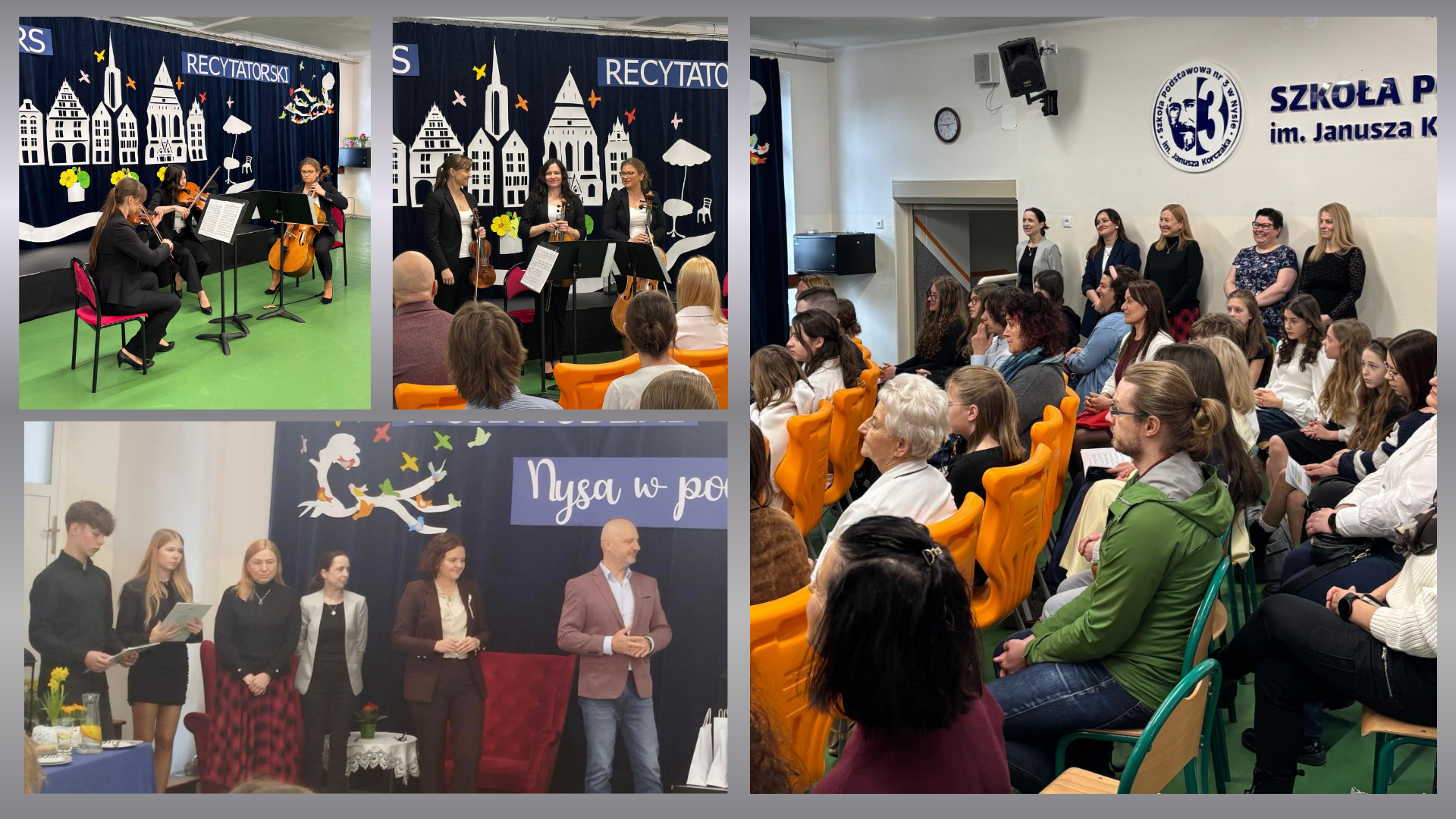 Kolaż zdjęć przedstawiający Konkurs Recytatorski „Nysa w poezji”.