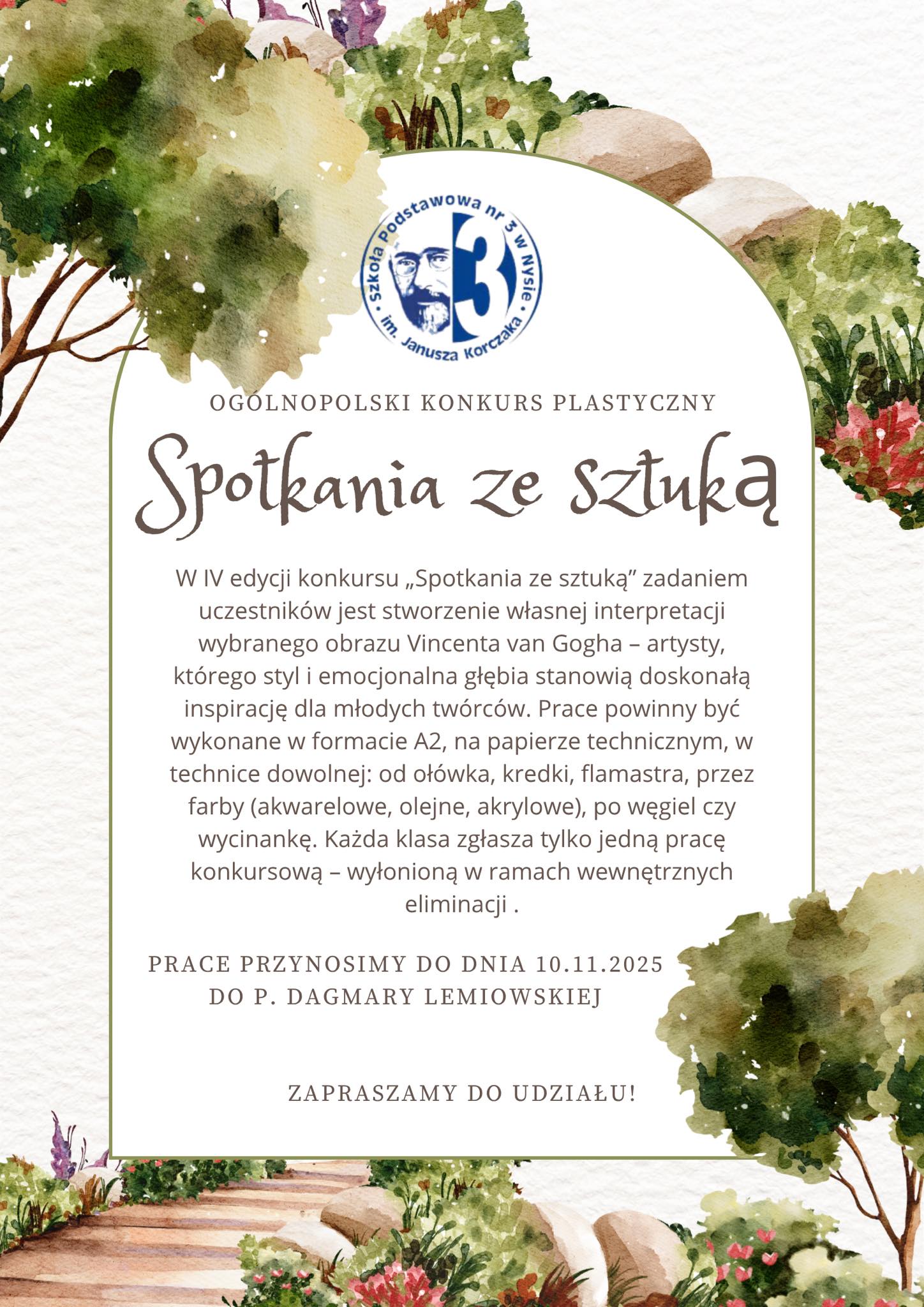 Plakat informujący o konkursie plastycznym "Spotkanie ze sztuką"
