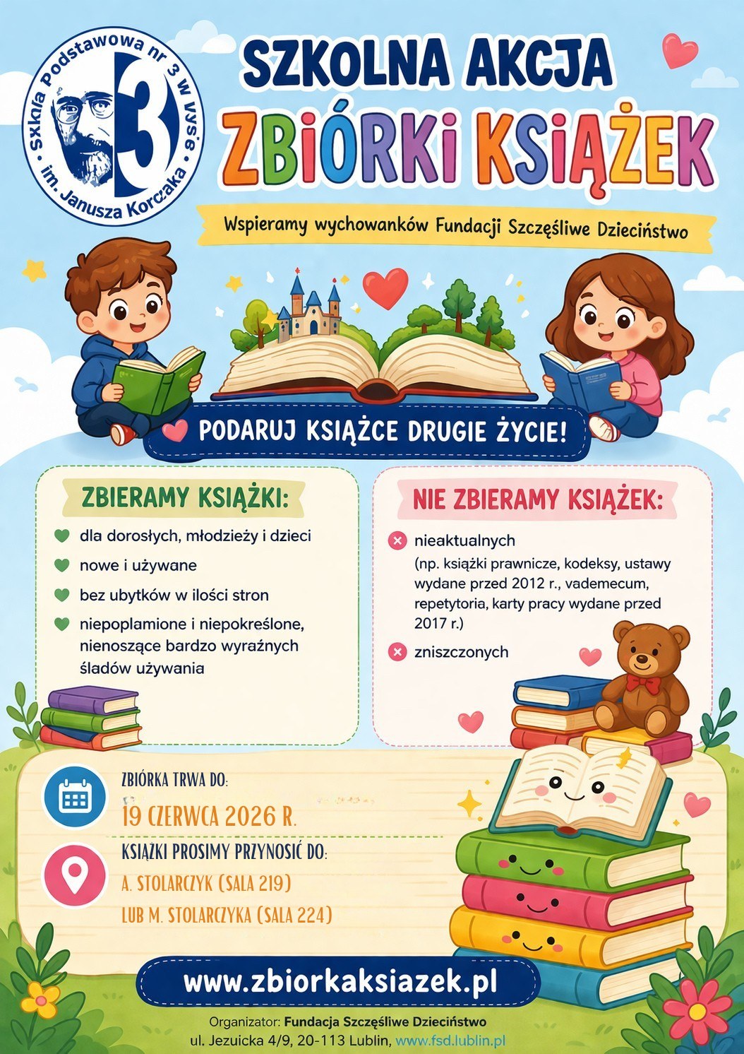 Plakat informujący o zbiórce książek
